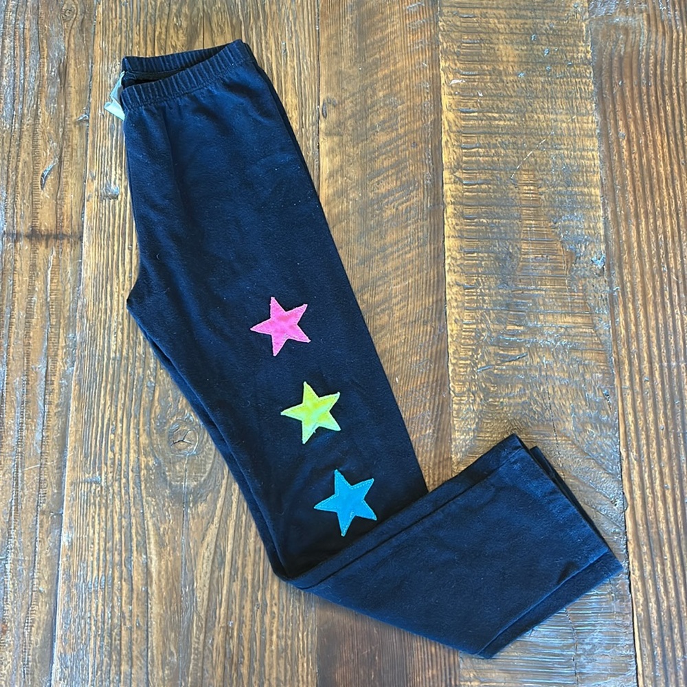 Random Heart Leggings with Neon Stars Girls 6x EUC